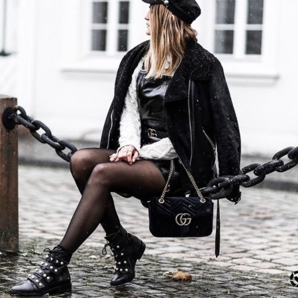 Zara Pearl Leather Booties